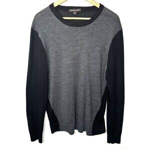 Michael Kors Mens Sweater Extra Fine Merino Wool Preppy Pullover Gray Size Large